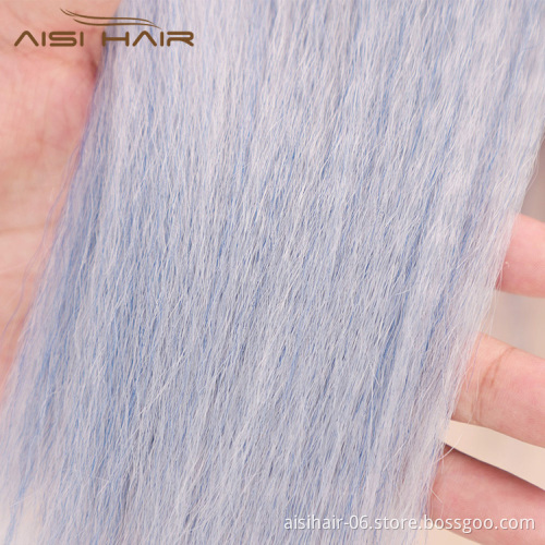 Aisi Hair Short Bob Middle Part Machine Made Wigs Yaki Grey Color Synthetic Short Cosplay Wigs for American Africans